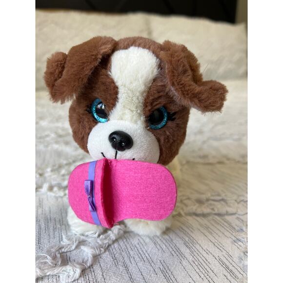 Barbie Pet Bean Plush Pet Pal Stuffed Animal Toy Dog Brown White - Picture 1 of 9